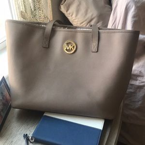 Michael Kors taupe travel tote